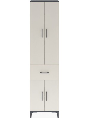 Arges Dolap 4 Raflı Tek Çekmeceli 4 Kapaklı 60X30X243 Antrasit-Aytaşı