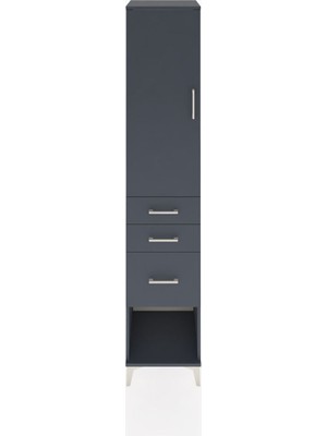 Hyperion Dolap 3 Raflı 3 Çekmeceli Tek Kapaklı 44X44X221 Antrasit-Antrasit