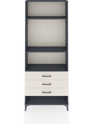 Arges Dolap 3 Raflı 3 Çekmeceli 88X30X221 Antrasit-Aytaşı