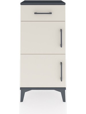 Arges Komodin Tek Raflı Tek Çekmeceli 2 Kapaklı 44X30X96 Antrasit-Aytaşı