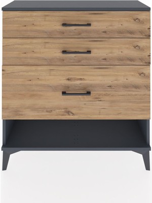 Arges Şifonyer 3 Çekmeceli 88X30X96 Antrasit-Çam