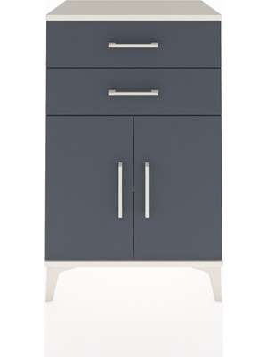 Hyperion Komodin Tek Raflı 2 Çekmeceli 2 Kapaklı 60X44X96 Aytaşı-Antrasit