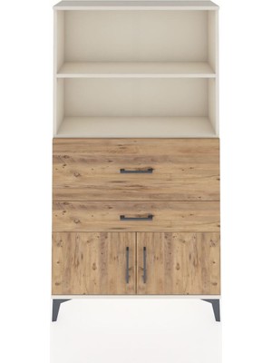 Arges Dolap 2 Raflı 2 Çekmeceli 2 Kapaklı 88X30X163 Aytaşı-Çam