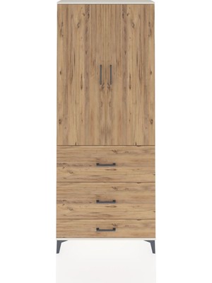 Arges Dolap 3 Raflı 3 Çekmeceli 2 Kapaklı 88X30X221 Aytaşı-Çam