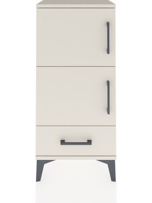 Arges Komodin 4 Raflı Tek Çekmeceli 2 Kapaklı 44X30X96 Aytaşı-Aytaşı