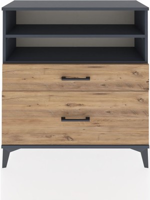 Arges Şifonyer 2 Raflı 2 Çekmeceli 88X30X96 Antrasit-Çam