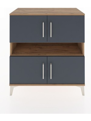 Hyperion Şifonyer 5 Raflı 4 Kapaklı 88X44X96 Çam-Antrasit