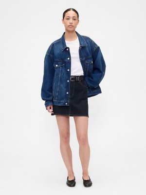 Gap Kadın Lacivert Denim Mini Etek