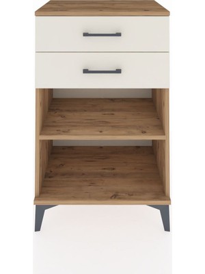 Hyperion Komodin Tek Raflı 2 Çekmeceli 60X44X96 Çam-Aytaşı