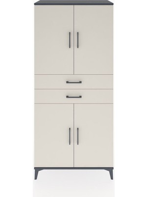 Hyperion Dolap 4 Raflı 2 Çekmeceli 4 Kapaklı 88X44X195 Antrasit-Aytaşı