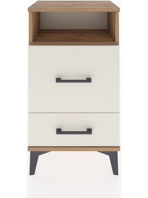 Arges Komodin Tek Raflı 2 Çekmeceli 44X30X80 Çam-Aytaşı