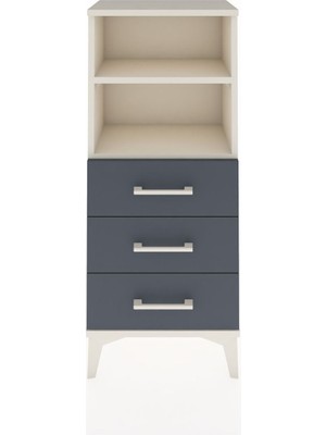 Arges Komodin 2 Raflı 3 Çekmeceli 44X30X106 Aytaşı-Antrasit