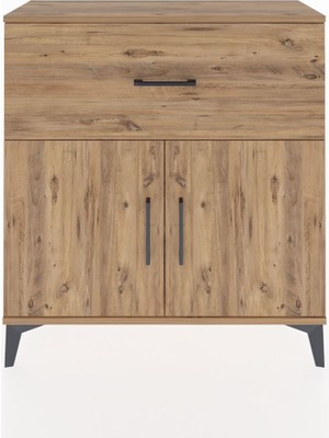 Arges Şifonyer Tek Raflı Tek Çekmeceli 2 Kapaklı 88X30X96 Çam-Çam