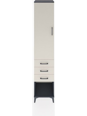 Hyperion Dolap 3 Raflı 3 Çekmeceli Tek Kapaklı 44X44X221 Antrasit-Aytaşı