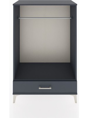 Hyperion Dolap Tek Raflı Tek Çekmeceli Tek Askılı 88X44X134 Antrasit-Antrasit