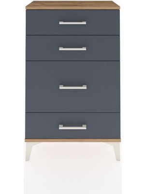 Arges Komodin 4 Çekmeceli 60X30X96 Çam-Antrasit