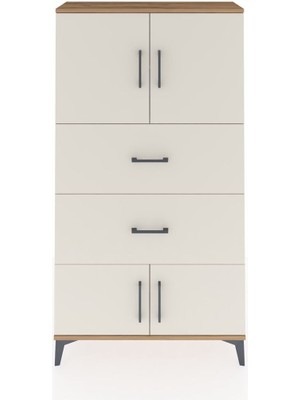 Arges Dolap 2 Raflı 2 Çekmeceli 4 Kapaklı 88X30X163 Çam-Aytaşı