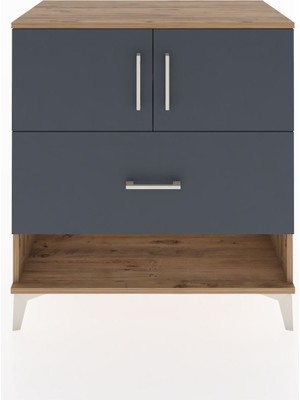 Hyperion Şifonyer 2 Raflı Tek Çekmeceli 2 Kapaklı 88X44X96 Çam-Antrasit