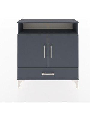 Arges Şifonyer 3 Raflı Tek Çekmeceli 2 Kapaklı 88X30X96 Antrasit-Antrasit