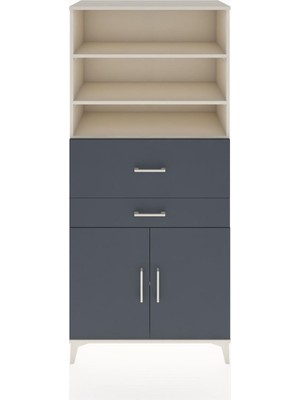 Hyperion Dolap 4 Raflı 2 Çekmeceli 2 Kapaklı 88X44X195 Aytaşı-Antrasit