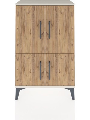 Arges Komodin 2 Raflı 4 Kapaklı 60X30X96 Aytaşı-Çam