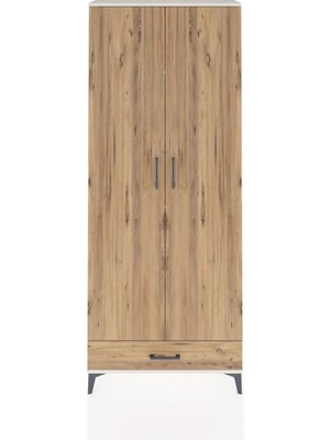 Arges Dolap 5 Raflı Tek Çekmeceli 2 Kapaklı 88X30X221 Aytaşı-Çam