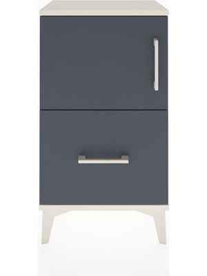 Arges Komodin 2 Raflı Tek Çekmeceli Tek Kapaklı 44X30X80 Aytaşı-Antrasit