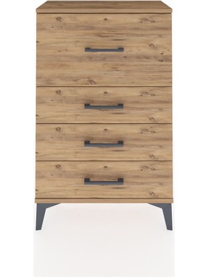 Arges Komodin 4 Çekmeceli 60X30X96 Çam-Çam