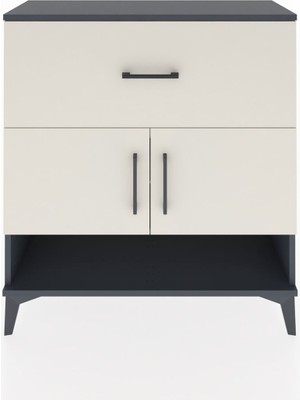 Arges Şifonyer 2 Raflı Tek Çekmeceli 2 Kapaklı 88X30X96 Antrasit-Aytaşı