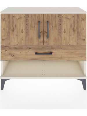 Arges Şifonyer 2 Raflı Tek Çekmeceli 2 Kapaklı 88X30X80 Aytaşı-Çam