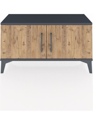 Arges Şifonyer Tek Raflı 2 Kapaklı 88X30X48 Antrasit-Çam