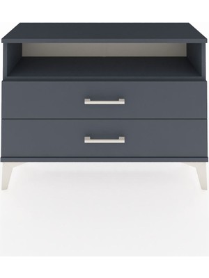 Arges Şifonyer Tek Raflı 2 Çekmeceli 88X30X64 Antrasit-Antrasit