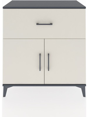 Hyperion Şifonyer 2 Raflı Tek Çekmeceli 2 Kapaklı 88X44X96 Antrasit-Aytaşı