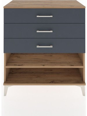 Hyperion Şifonyer Tek Raflı 3 Çekmeceli 88X44X96 Çam-Antrasit