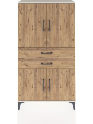 Arges Dolap 3 Raflı 2 Çekmeceli 4 Kapaklı 88X30X163 Aytaşı-Çam
