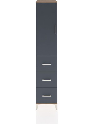 Hyperion Dolap 3 Raflı 3 Çekmeceli Tek Kapaklı 44X44X221 Çam-Antrasit