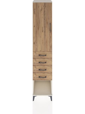Hyperion Dolap 3 Raflı 4 Çekmeceli Tek Kapaklı 44X44X221 Aytaşı-Çam