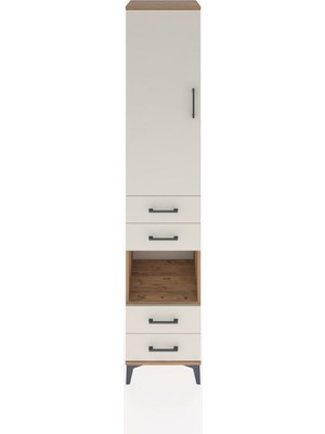 Hyperion Dolap 3 Raflı 4 Çekmeceli Tek Askılı 44X44X221 Çam-Aytaşı