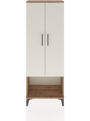 Arges Dolap 2 Raflı 2 Kapaklı Tek Askılı 60X30X163 Çam-Aytaşı