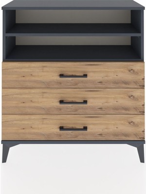 Arges Şifonyer 2 Raflı 3 Çekmeceli 88X30X96 Antrasit-Çam