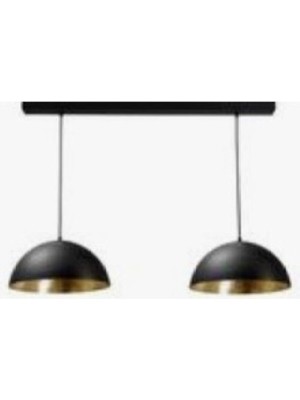 Şık Ikili Retro Rustik Masa Üstü Metal Avize, Siyah ve Altın Detaylar ile