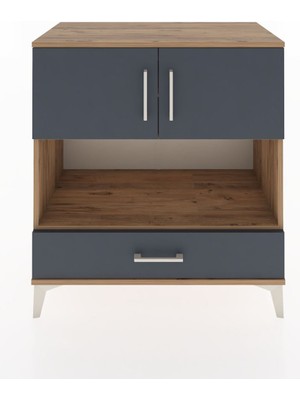 Hyperion Şifonyer 3 Raflı Tek Çekmeceli 2 Kapaklı 88X44X96 Çam-Antrasit