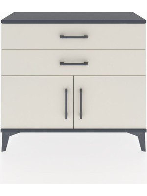 Arges Şifonyer Tek Raflı 2 Çekmeceli 2 Kapaklı 88X30X80 Antrasit-Aytaşı