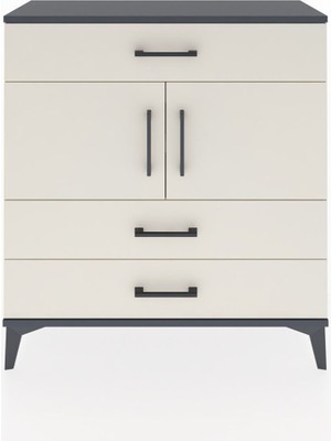 Arges Şifonyer 2 Raflı 3 Çekmeceli 2 Kapaklı 88X30X96 Antrasit-Aytaşı