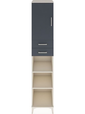 Hyperion Dolap 4 Raflı 2 Çekmeceli Tek Kapaklı 44X44X221 Aytaşı-Antrasit
