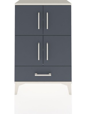 Arges Komodin 4 Raflı Tek Çekmeceli 4 Kapaklı 60X30X96 Aytaşı-Antrasit
