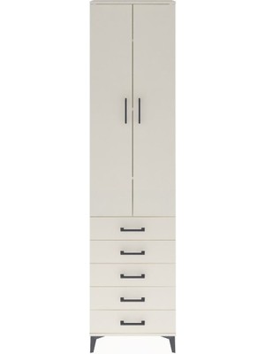 Arges Dolap 4 Raflı 5 Çekmeceli 2 Kapaklı 60X30X243 Aytaşı-Aytaşı