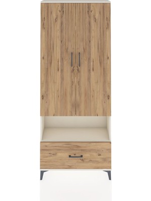 Arges Dolap 4 Raflı Tek Çekmeceli 2 Kapaklı 88X30X221 Aytaşı-Çam