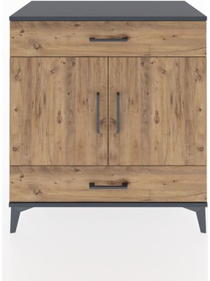 Hyperion Şifonyer 2 Çekmeceli 2 Kapaklı 88X44X96 Antrasit-Çam