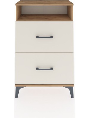 Arges Komodin Tek Raflı 2 Çekmeceli 60X30X96 Çam-Aytaşı